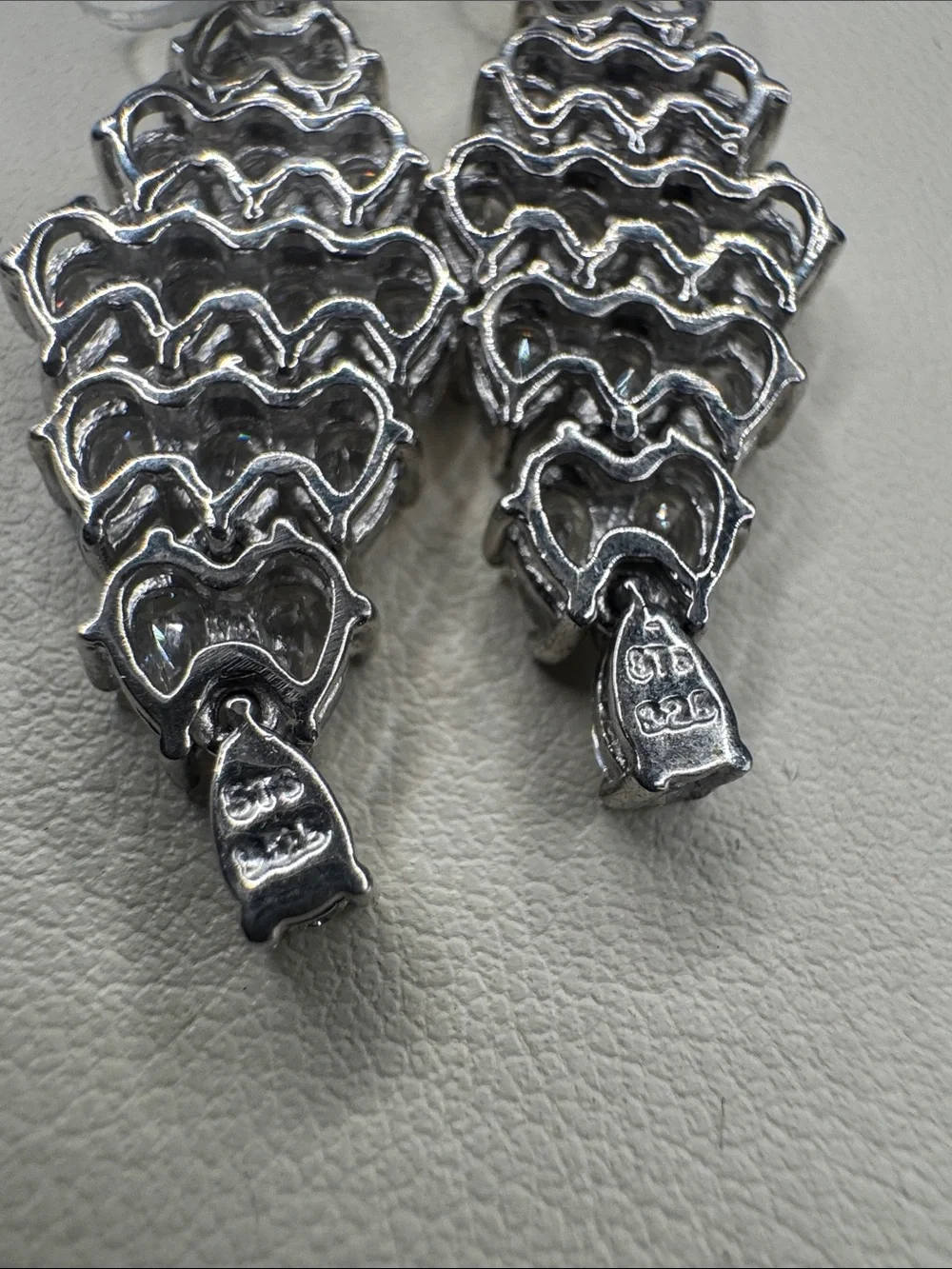 Crystal or CZ  Teardrop Cluster Dangle Earrings - Sterling Silver 925 statement